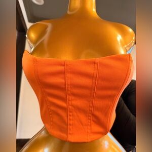 SHEIN Orange Strapless Corset Top